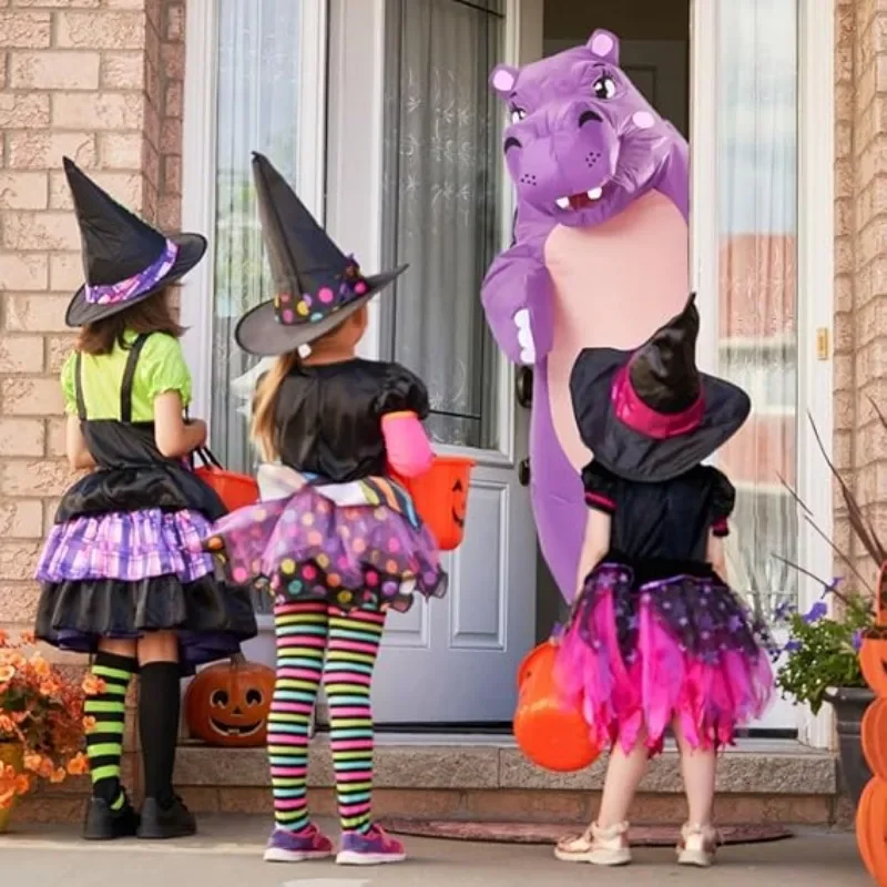 زي فرس النهر القابل للنفخ للهالوين، مجموعة تزيين الحيوانات الممتعة، دعائم حفلات الهالوين وأعياد الميلاد، هدية
