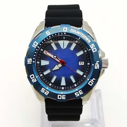 Monster NH35 reloj mecánico automático para hombre, pulsera con correa de goma, movimiento azul brillante, 44MM