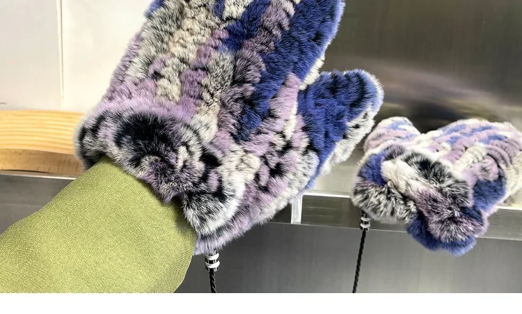 Women's Winter Warm Real Rex Rabbit Fur Gloves Good Elastic Ladies Fur Mittens Girls Outdoor Warm Natural Rex Rabbit Fur Mittens