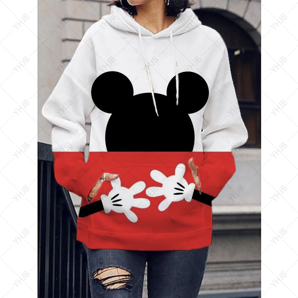 2024 Disney Mickey Mouse Women\'s Hoodie Fashion 3D Printed Sweatshirt Children\'s Long Sleeve Cartoon Animation Hoodie