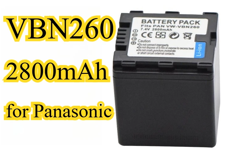 

VW-VBN260 Battery 2800mAh Large Capacity Suitable for Panasonic HC-VX1 VX2 HC-WXF1 WXF2 HC-VX870 Camera