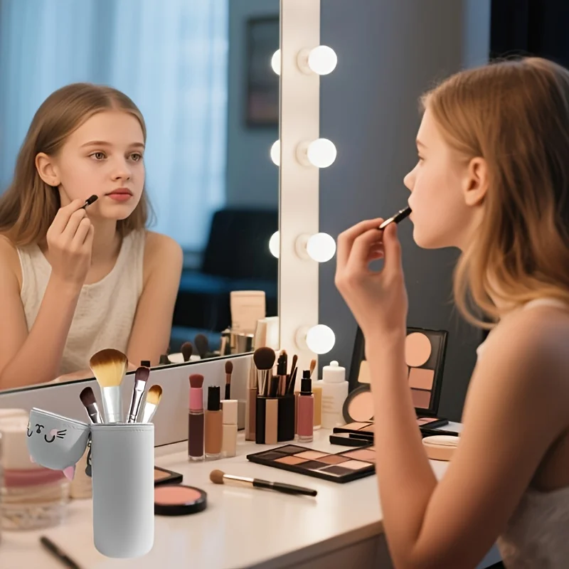 2-in-1拡張シリコンペンケース＆デスクオーガナイザー、学校オフィス家庭用キュートな猫デザイン、柔らかく耐久性のある文房具収納