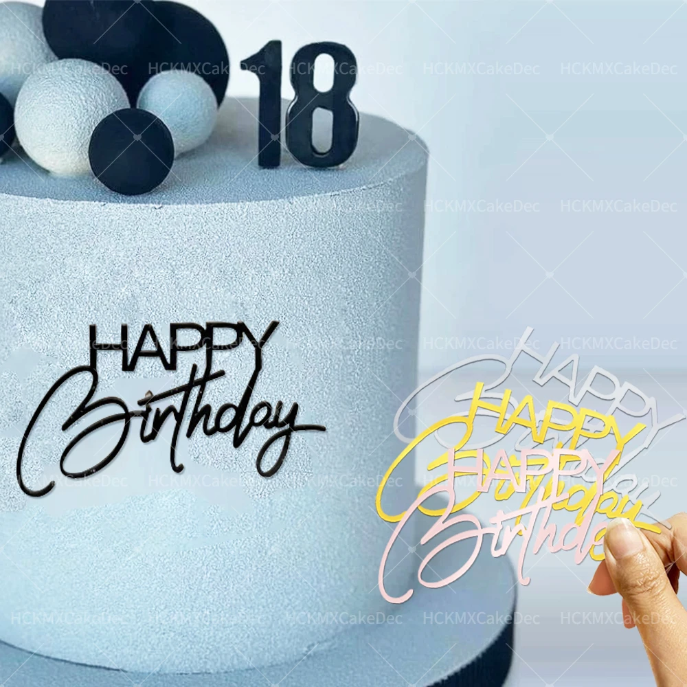 3 قطع من أغطية كعكة عيد الميلاد السعيدة من الأكريليك باللون الذهبي والفضي والأسود، لتزيين جانبية لحفلات أعياد الميلاد