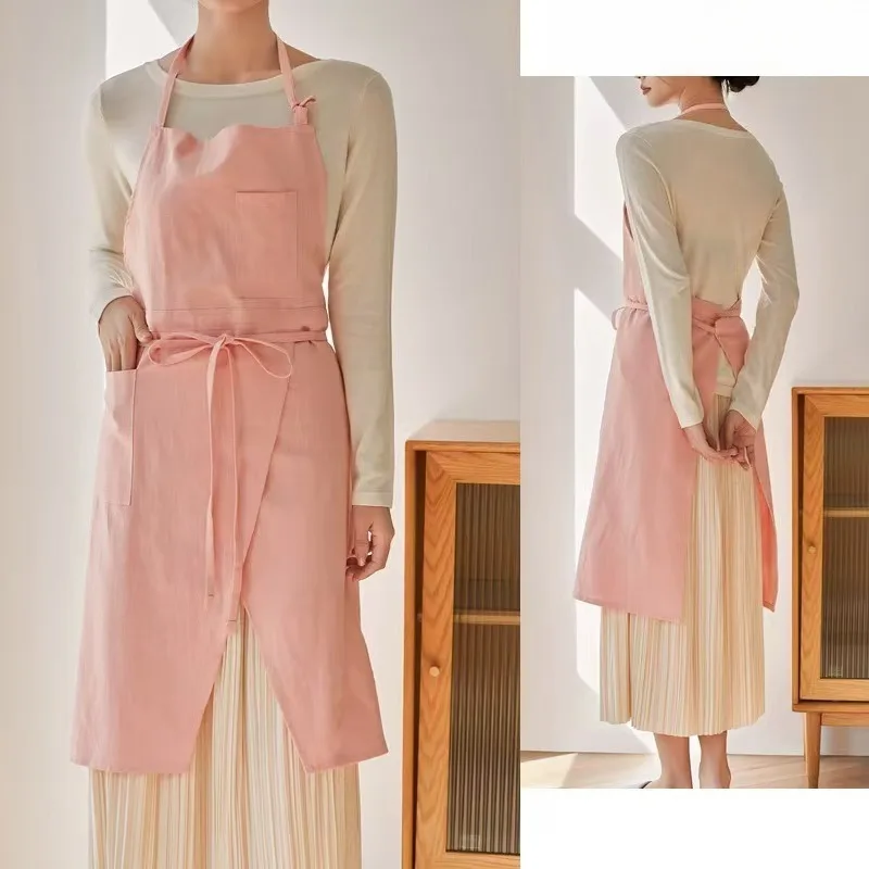 1 Stück Baumwoll-Vintage-Schürze mit Taschen, Unisex-Kreuzrücken-Schürze für Küche, Floristik, Café, Arbeitskleidung
