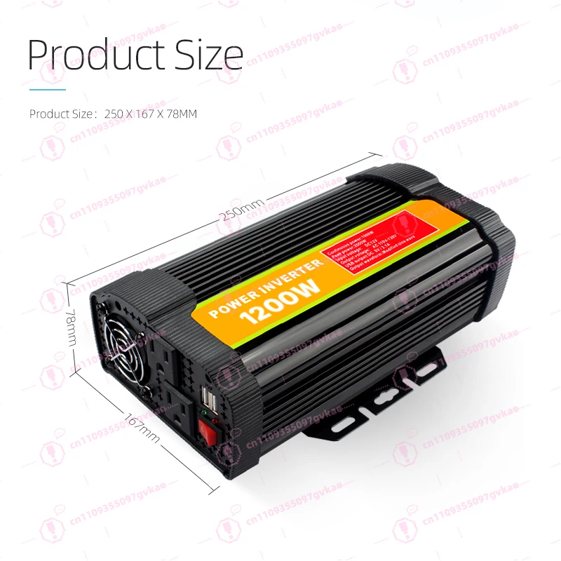1200W Corrected Sine Wave Single-phase Power Inverter, Suitable for Automotive and Household Air Conditioners 12V/24V 110V/220V view 3