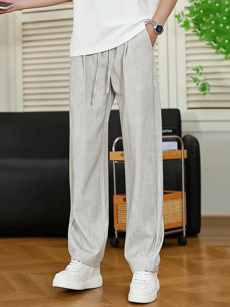 Spring Summer Casual Pants Men's Business Casual Loose Straight Leg Anti-Wrinkle Drape Breathable Pants Knife  Style