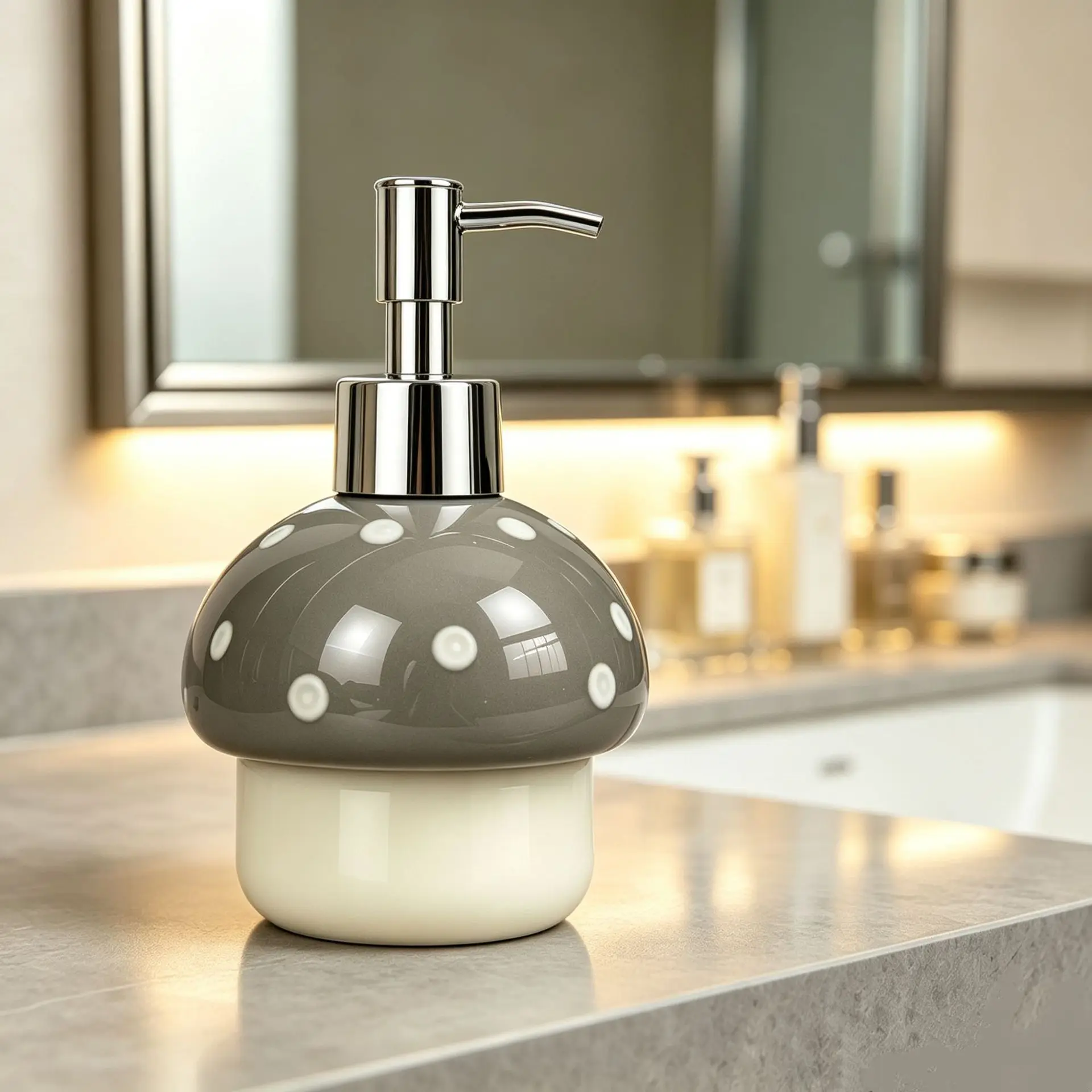 soap dispenser Ceramic lotion bottle with pump head Mushroom shower gel separately bottled Hotel bathroom hand bottle dispenser