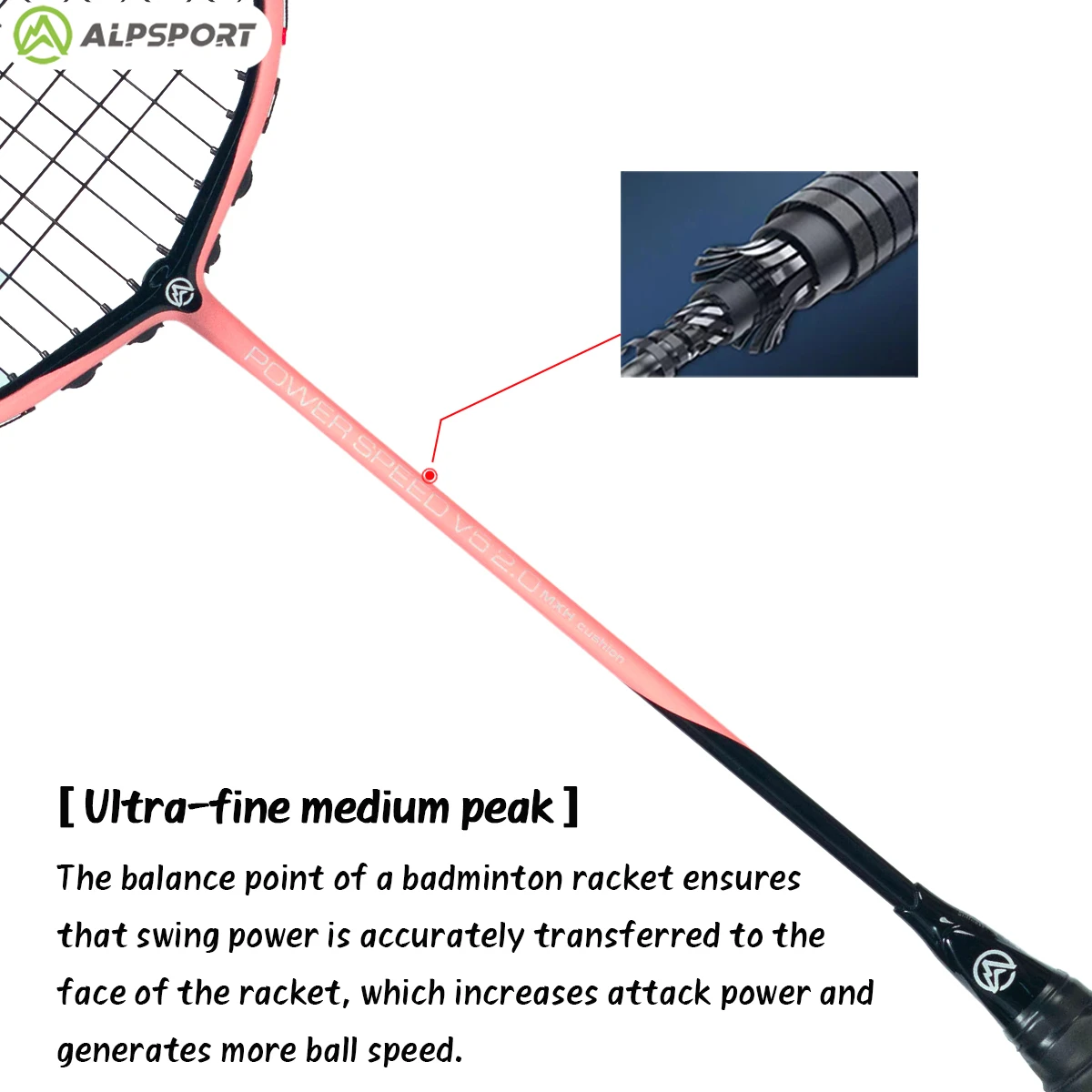 Raquete de badminton offensiva ultraleve ALP V5 2.0 4U Original de fibra de carbono ALPSPORT Rekets