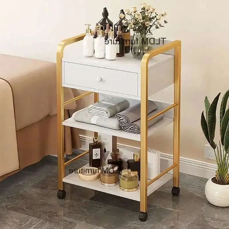 Modern Iron Salon Trolley Beauty Salon Auxiliary Cart with Wheels Barber Shop Mobile Storage Special Tool Cart Salon Furniture