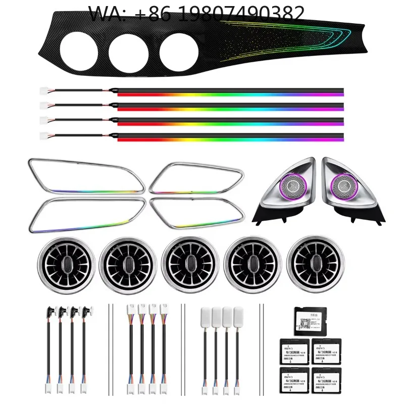 W156 GLA Star Dashboard Trim LED Lamp, 64 Color Dynamic Interior Ambient Light Fit 2013-2019 Compact Sports SUV Mod Accessories