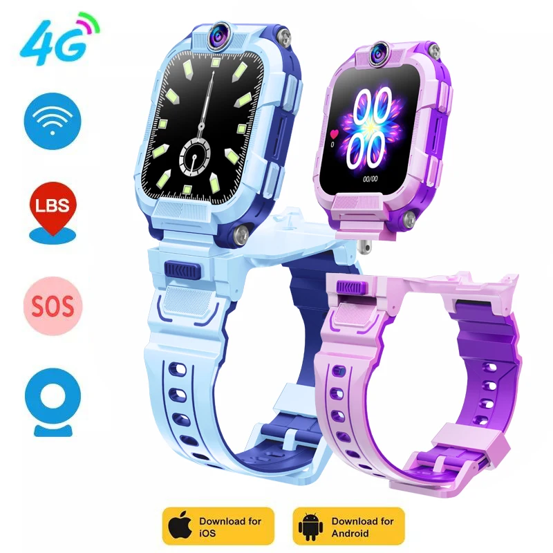 New SIM 4G Kids Smart Watch GPS History Location Track HD Video Call Dual Camera SOS Waterproof LBS Tracker Kids Smart Watch