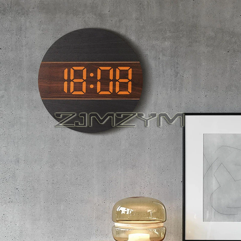 Digital Wall Clock Simple Living Room Clock 12/24H Personality Creative Decoration Clock Wall Cream Style Home Wall Watch