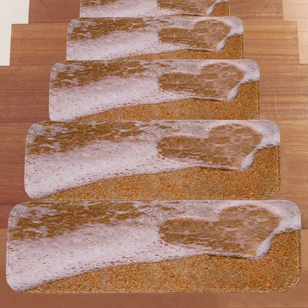 

5Pcs Stair Treads Non-Slip Rubber Backing Washable Polyester Material Strong Friction Absorbent Pet Proof Decor