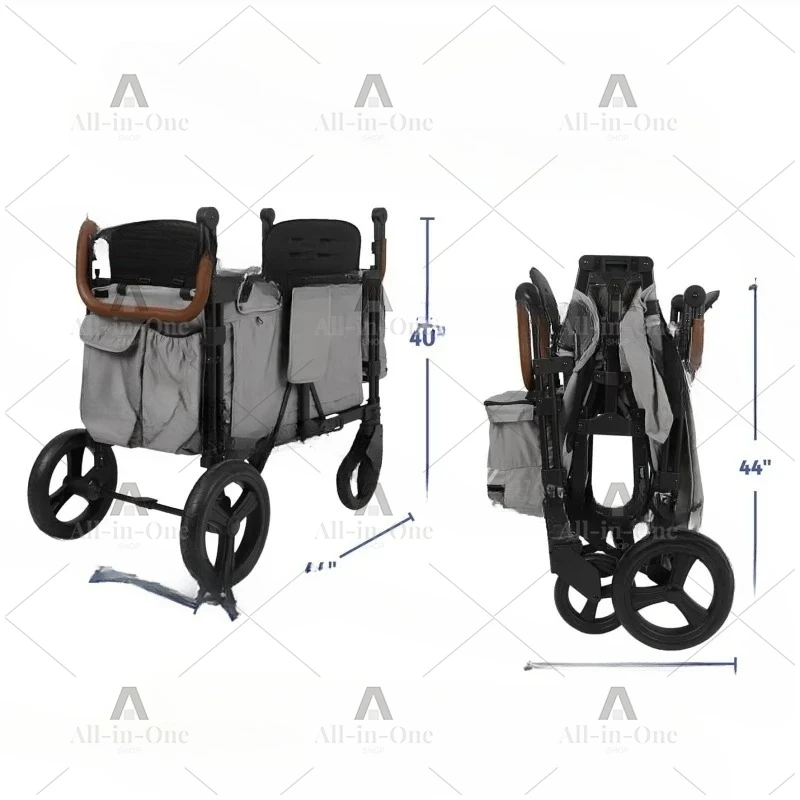 Folding Camping Wagon 2-Seat with Removable Canopy Outdoor Garden Cart