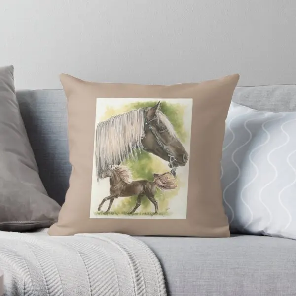 Rocky Mountain Pony  Printing Throw Pillow Cover Decorative Square Bedroom Office Case Wedding Pillows not include One Side