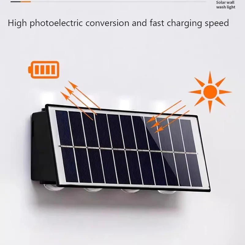Outdoor Floodlight 4/6/8LED Solar Wall Lamp Upper And Lower Lighting Solar Powered Waterproof Streetlight for Balcony Courtyard