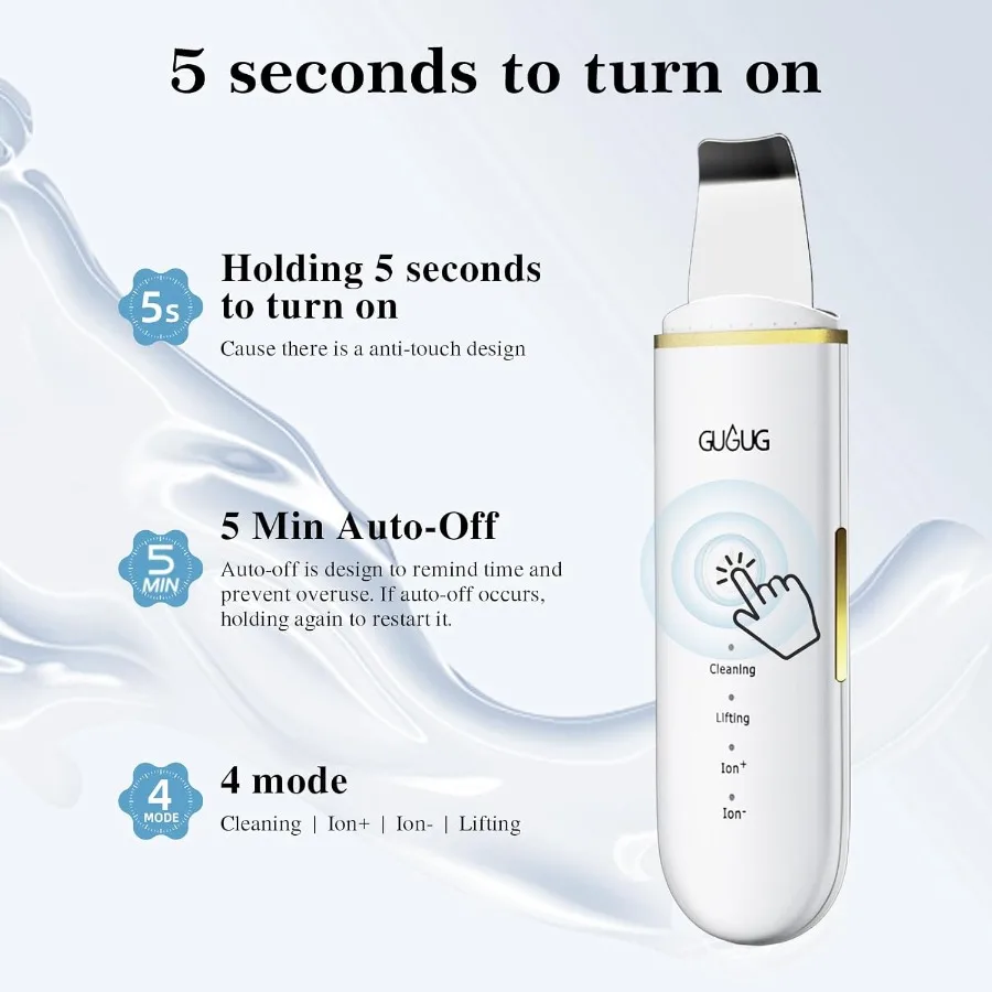 スキンスクラバー フェイススパチュラ スキンスパチュラ 毛穴クリーナー ブラック リムーバーツール フェイシャルディープクレンジング用 4モード ホワイト