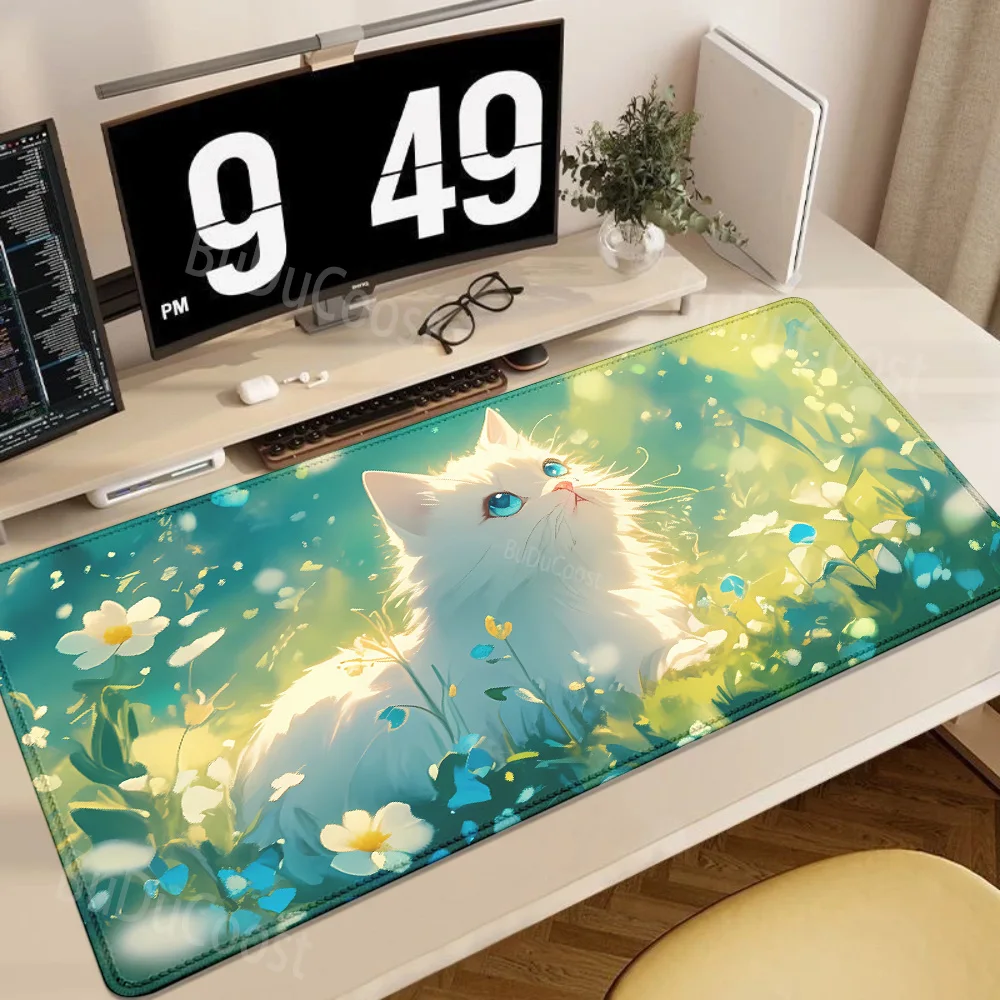 

Large Game Mousepad Black white Cat Mouse Pad cloud moon Mouse Mat Computer Office Accessories rubber non-slip teclado Desk Mat