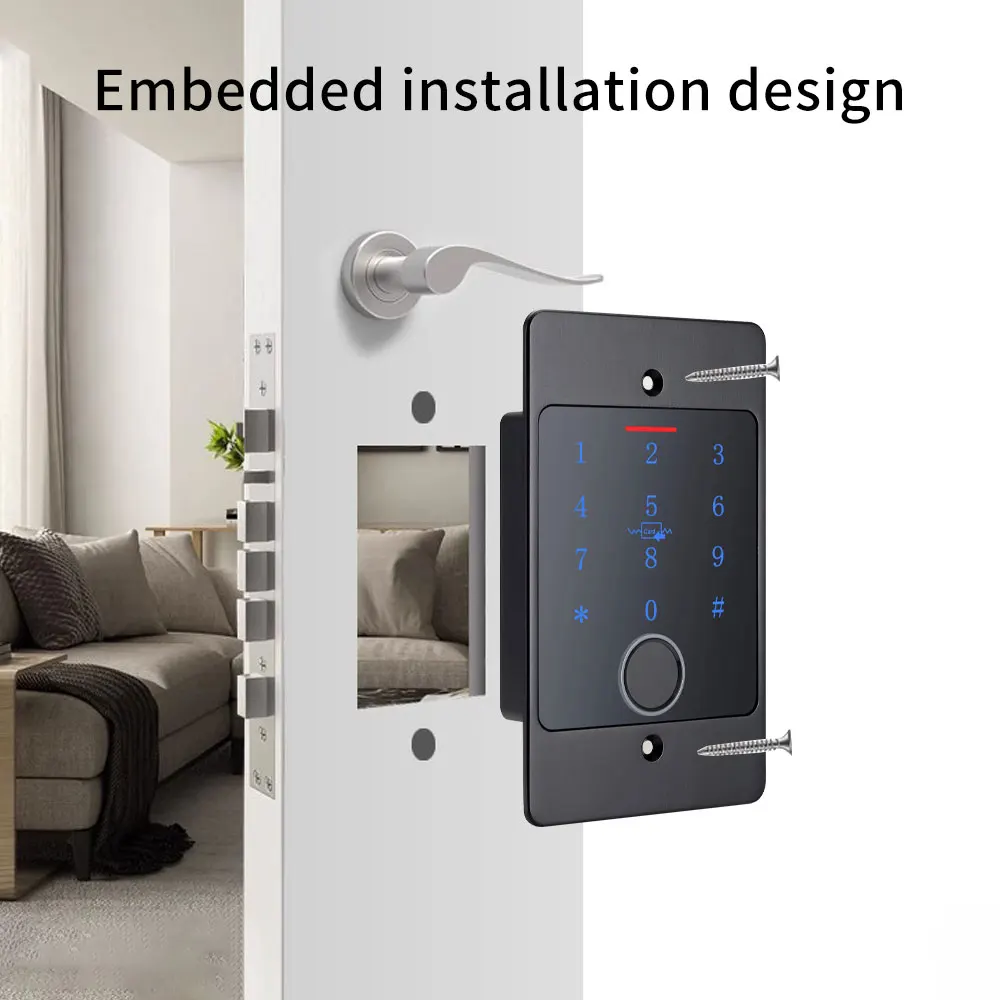 Tuya Waterproof Metal Fingerprint Access Control Keypad Embedded Installation Controller Security Protection WIFI Door Opener