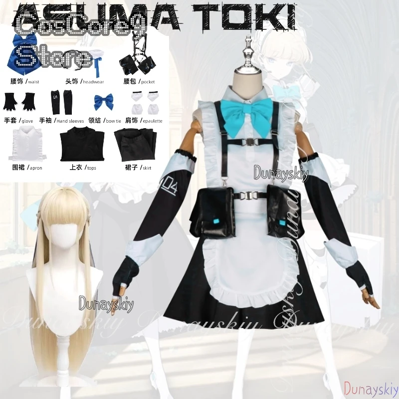 

Blue Archive Game Asuma Toki Cosplay The Fifth Agent With The Dress Short Or Long Style With White Wig Cosplay Costume Full Suit