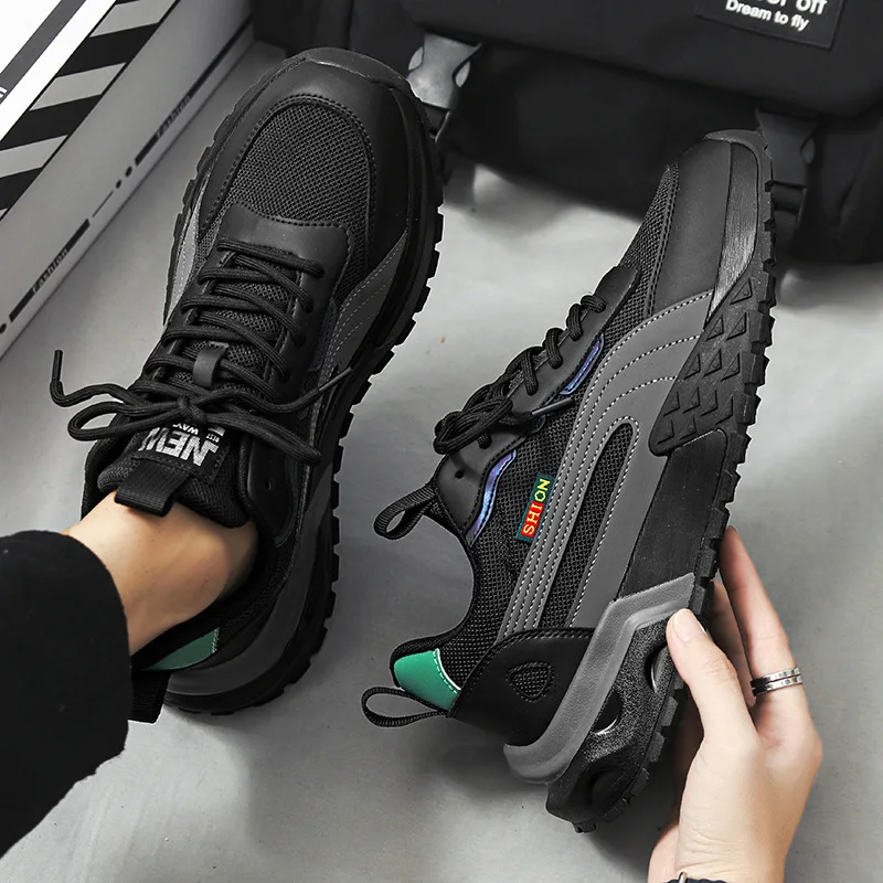 Men's Sneakers Lace-up Mens Vulcanized Shoes Breathable 2024 Men Wear-resistant Shoes Mesh Outdoor Running Shoes Tenis