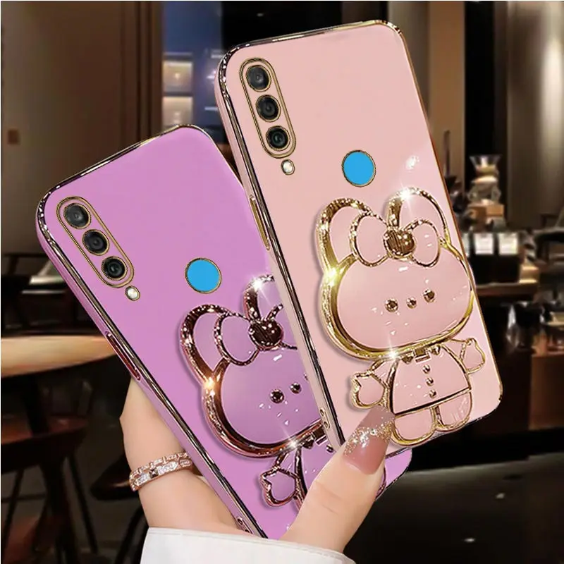 P 30 P 20 Diamond Strap Mirror Rabbit Phone Holder Case On For Huawei P30 P20 P40 P50 P60 Lite Pro Y6P Y6 Y7 2019 Stand Cover