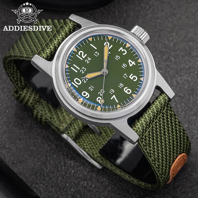 

ADDIESDIVE 36MM Vintage Watch C3 Super Luminous reloj hombre 200m Waterproof Bubble Mirror Glass Men Automatic Mechanical Watch