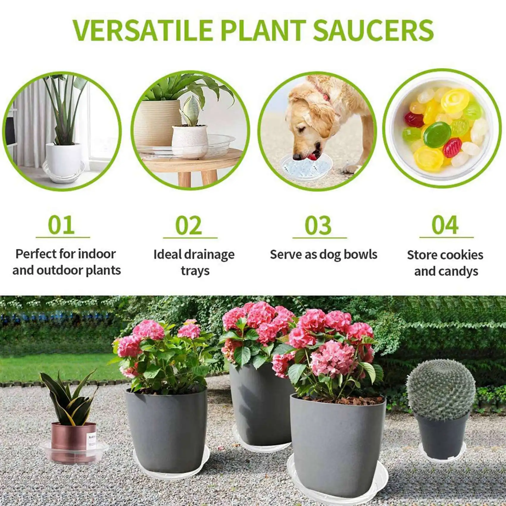 A25F-Plant Saucers, 20 Pack Of 30Cm (12 Inch), Transparent Flower Pot Drip Trays For Indoor & Outdoor Plants Garden Clear