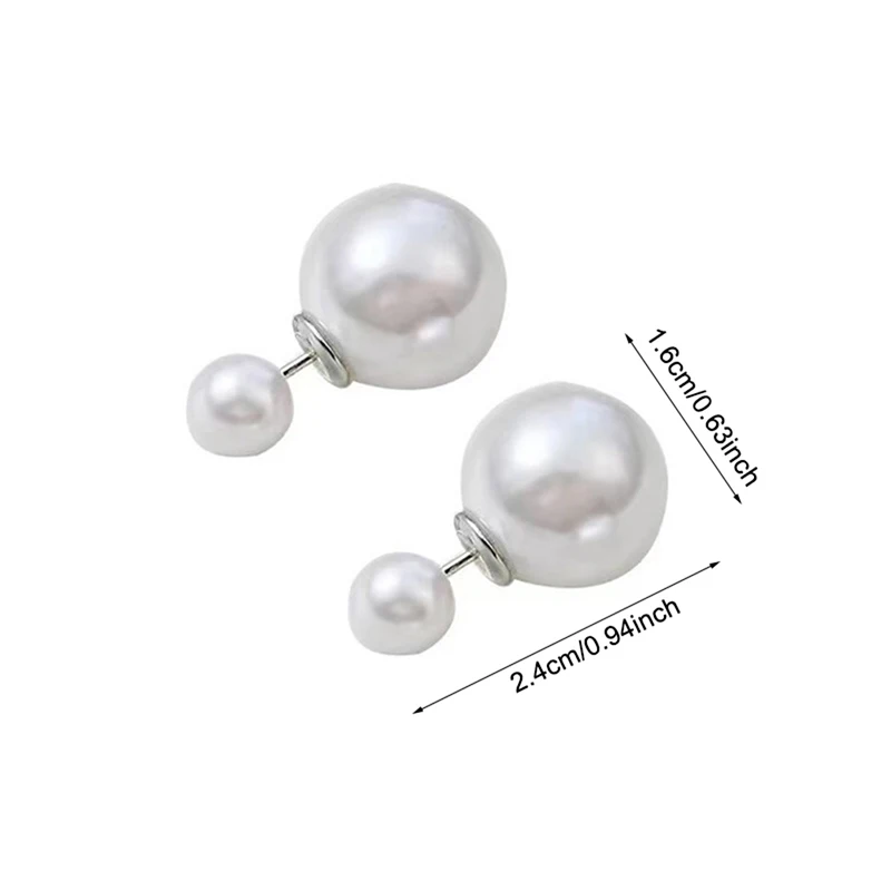 Simple Delicate Two-sided Imitation Pearl Ball Earrings Silver for Women Bijoux Korean Boucle Wedding Party Jewelry Girl Gifts