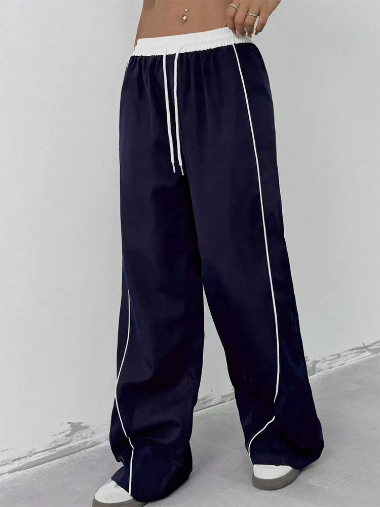 بنطلون نسائي جديد للخريف بتصميم عصري مع خطوط لامعة للزينة، ملابس كاجوال أنيقة ومتعددة الاستخدامات للسيدات