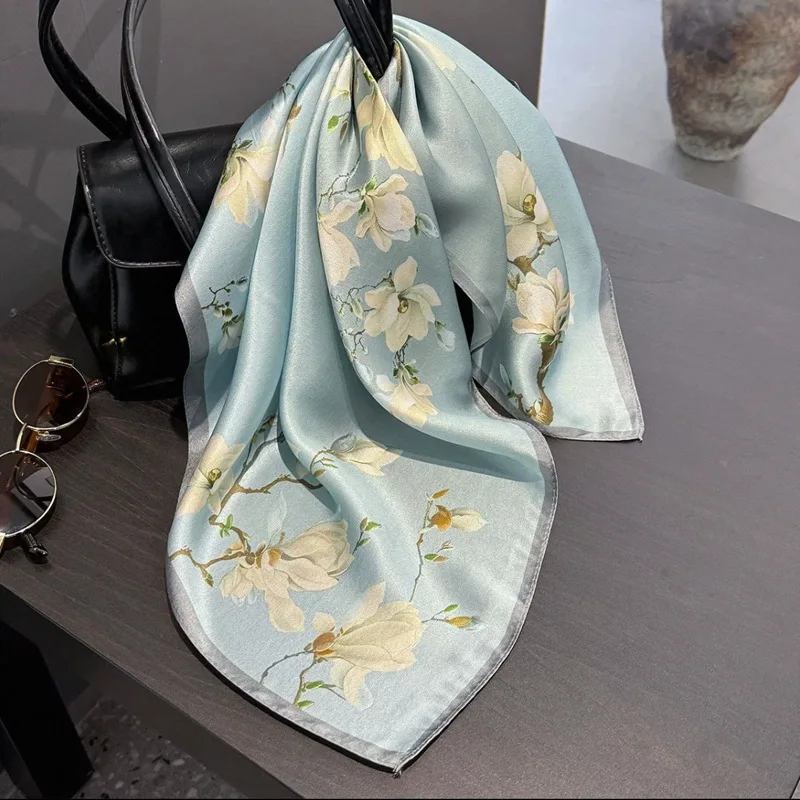 Simple Temperament Scarf Chinese Style Artistic Pattern Arm Bag Female 53cm Square Outer Wear Neck