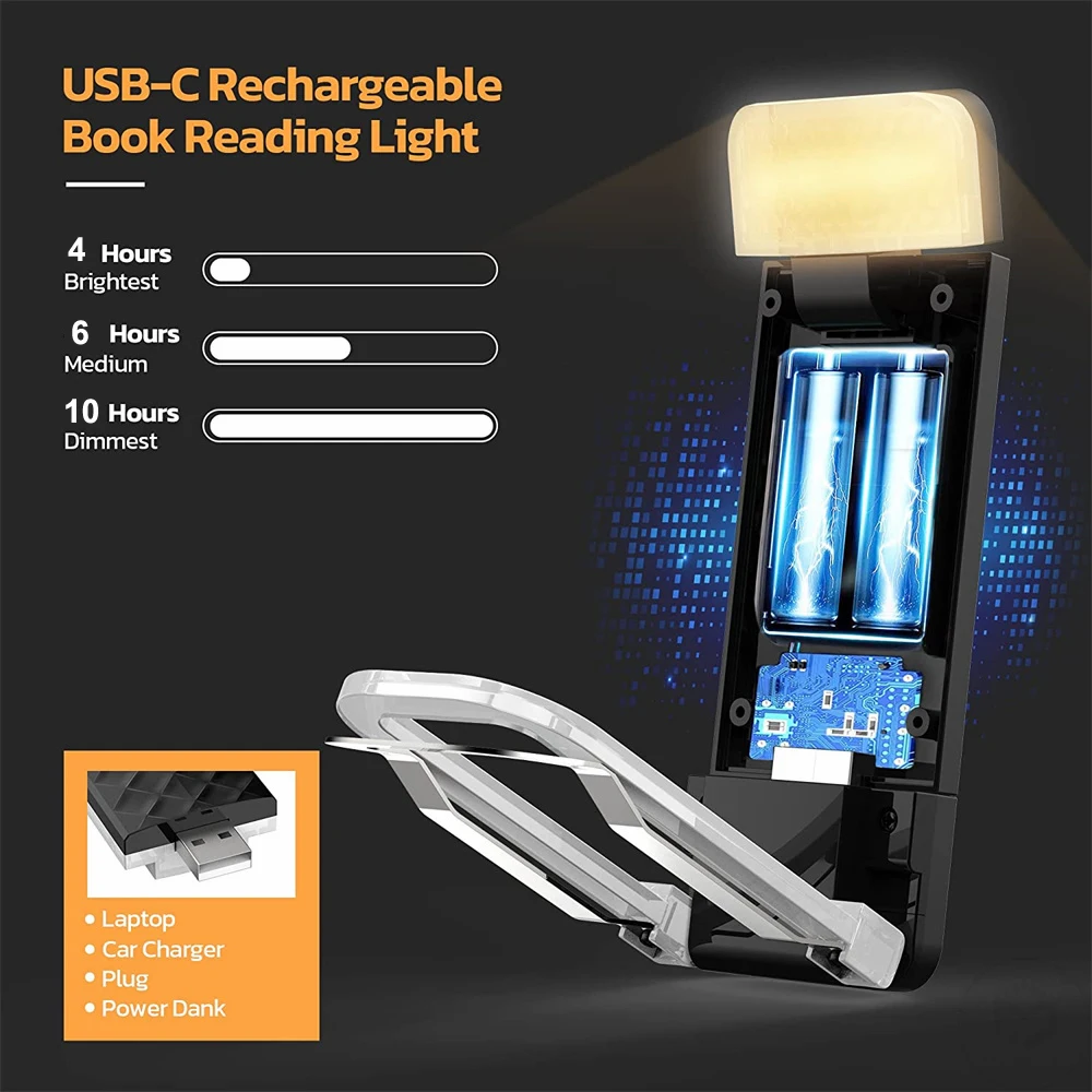 Mini luz Led recargable por USB, marcador portátil, luz de lectura, brillo ajustable, luz nocturna, lámpara de noche para libros