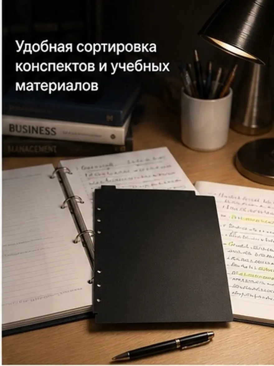 5Pcs A5 Black Binder Dividers Sturdy Indexing Page Separators for Office School Notebook Planner Document Organization