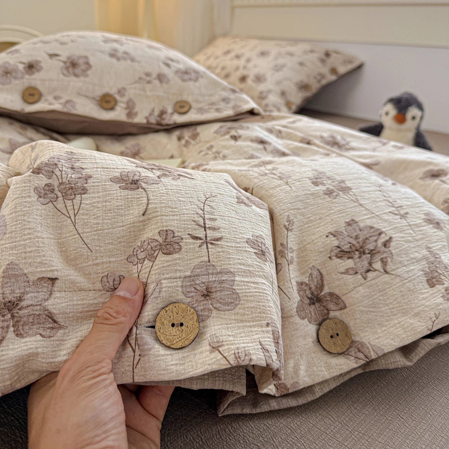 Floral Bedding Set Linen Vintage Duvet Cover Set With Pillowcases Flat Sheet Single Twin Double Queen Size Bedroom Decor Gifts