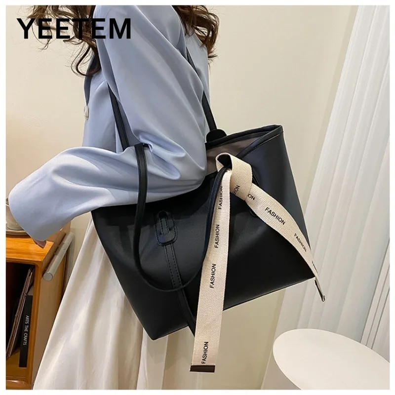 

Solid Color Totes New Fashion Solid Color Tote Students Have Class With Small Square Packet PU Shoulder Bag