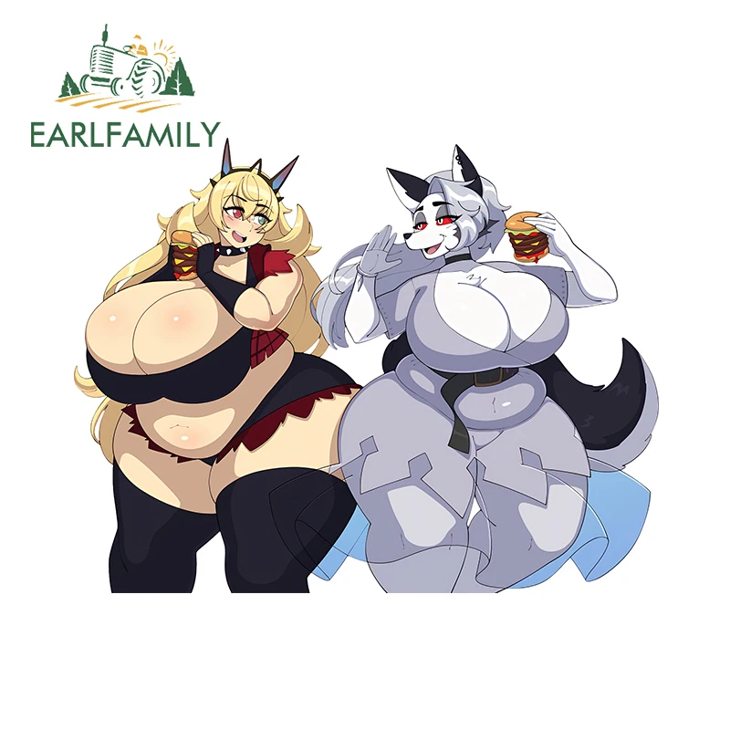

EARLFAMILY 13cm x 10.1cm Helluva Boss Loona Furry Car Stickers Huge Boobs Thicc Ahegao Car Accessories Waterproof Decals