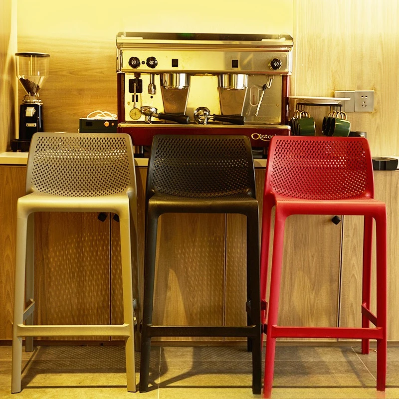 Modern Plastic Counter Height Chairs Nordic Designer Kitchen Island Seat Cafe Commercial Bar Stools Home Stackable Dining Stool