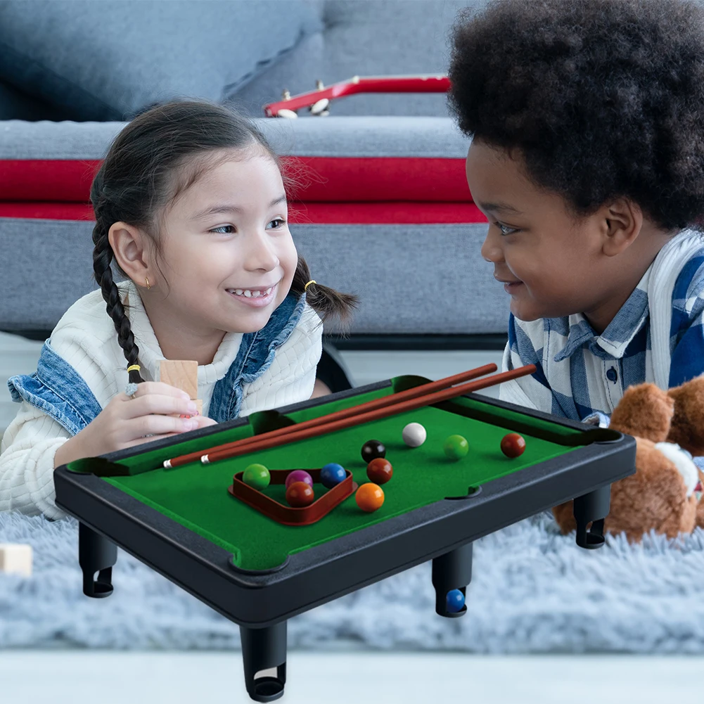 Mini Pool Table Tabletop Desktop Billiards Snooker Game Parent-child Interaction 2 Sticks & Balls Home Office Desk Stress Relief