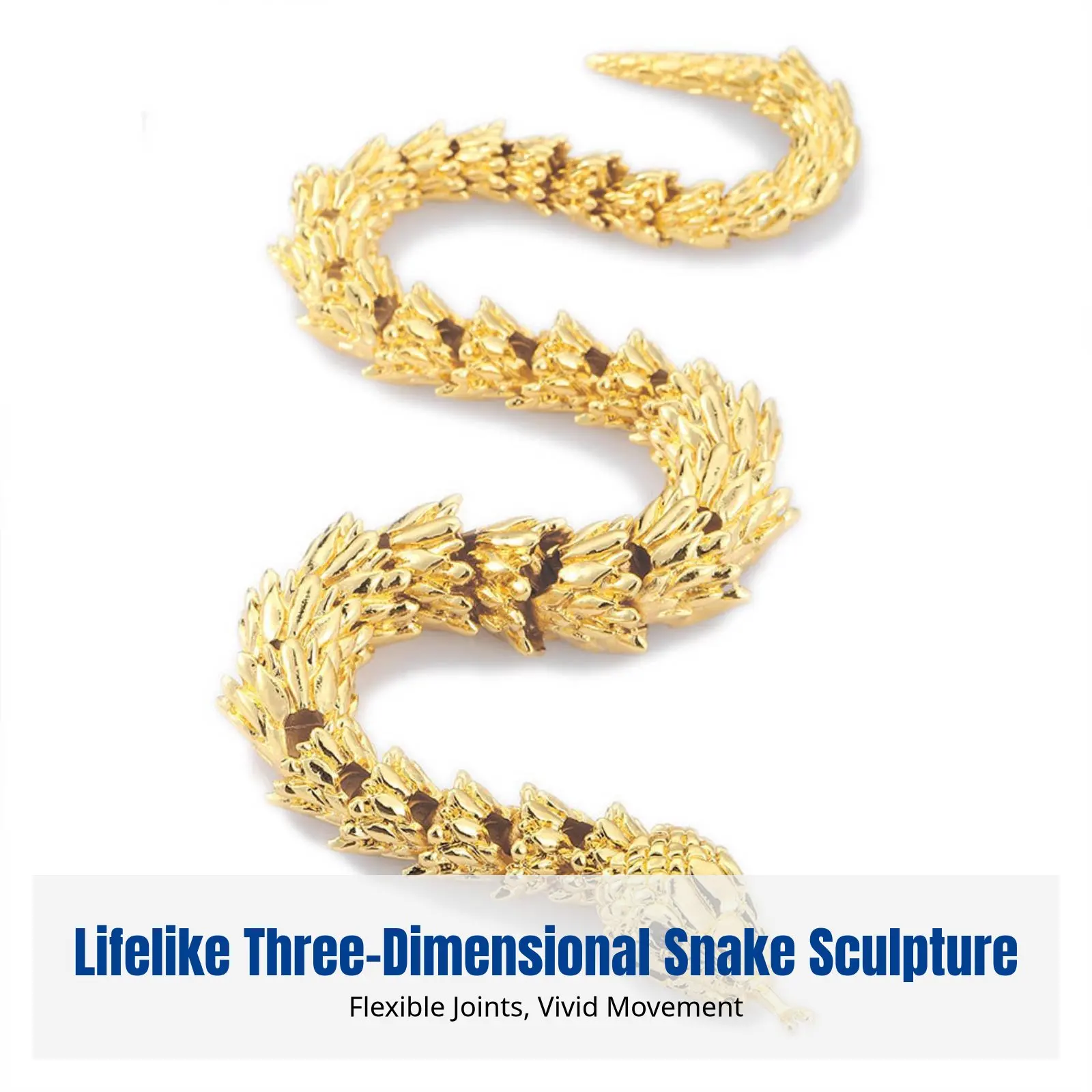 Movable Joint Snake Tea Pet, Realistic 3D Alloy Sculpture, Vintage, Office, Gift