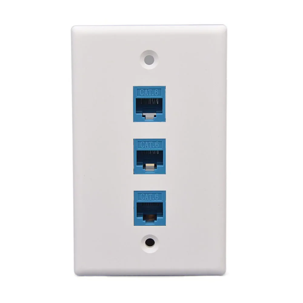 

3-Pass Socket Box CAT6 Gigabit Network Socket Ethernet Cable Faceplate Networking Port 120 Type Cable Installation Outlet