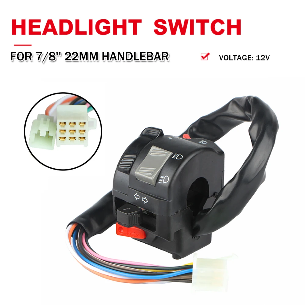 

For Bobber Chopper For Yamaha Universal 22mm Handlebar Switch Motorcycle Headlight Turn Signal Fog Light Button Control Switch