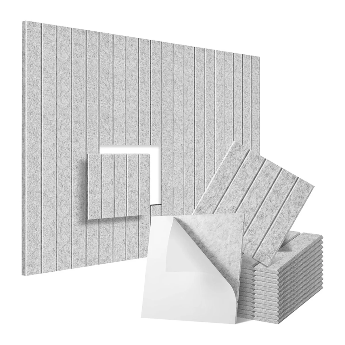 12 Pack Sound Proof Foam Panels 12x12x0.4 Inch, Self Adhesive Acoustic Wall Panels,for Acoustic Treatment Silver Gray