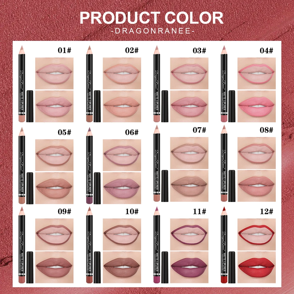 Juego de delineador de labios de 12 piezas, lápiz labial de taza antiadherente mate de terciopelo, resistente al agua y al sudor, blanqueamiento, juego de delineador de labios de otoño e invierno