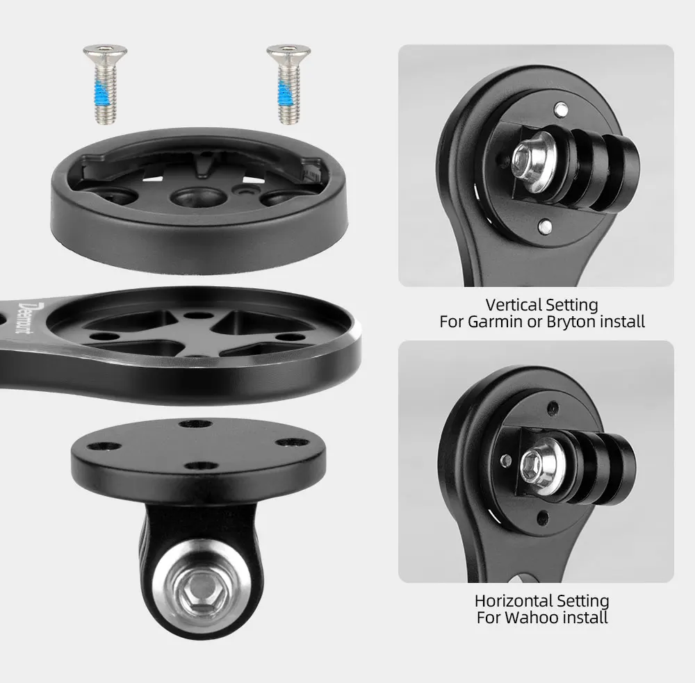 Integrierter Fahrrad-Lenker-Tachometerhalter mit 3 Basishaltern, passend für Garmin Wahoo Bryton, Doppeladapter für die Installation von Licht und Kamera – Detail 7