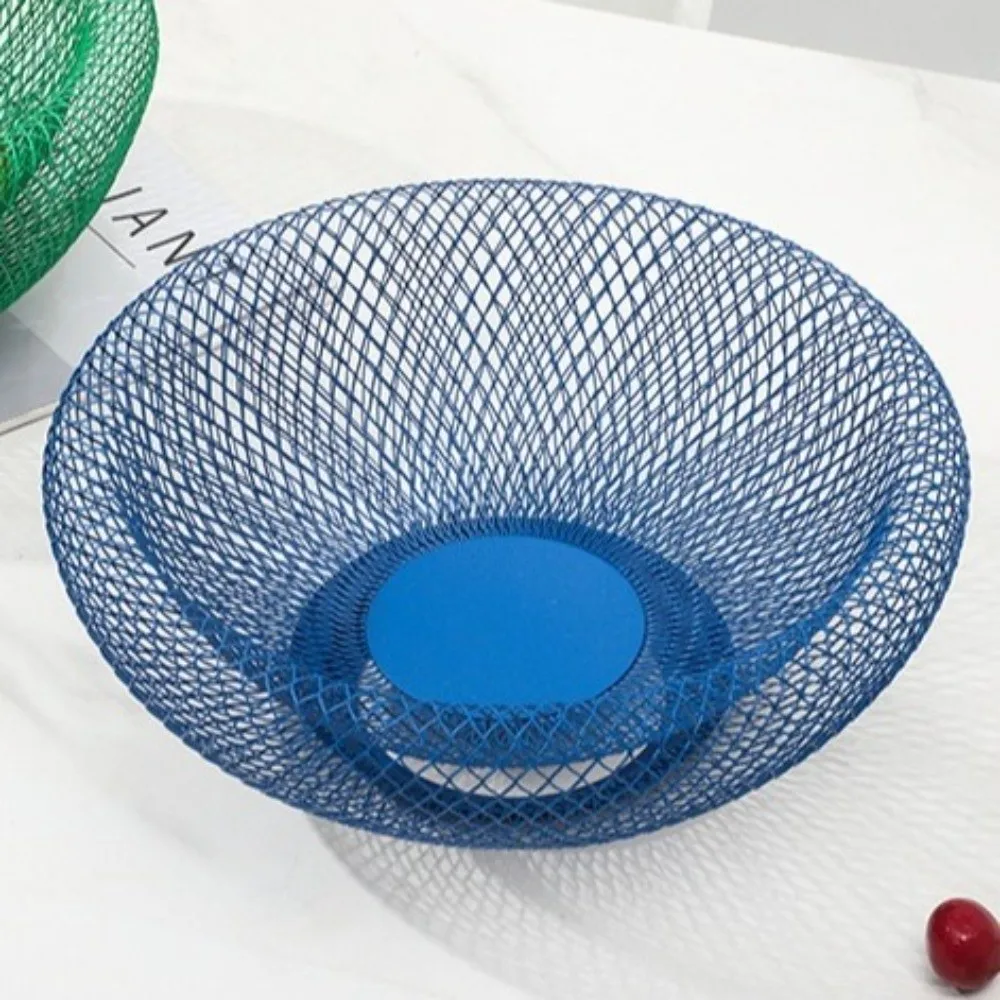 INS Style Iron Mesh Storage Tray Nordic Style Handmade Double-layer Fruit Basket Geometric Metal Fruit Tray Houseware