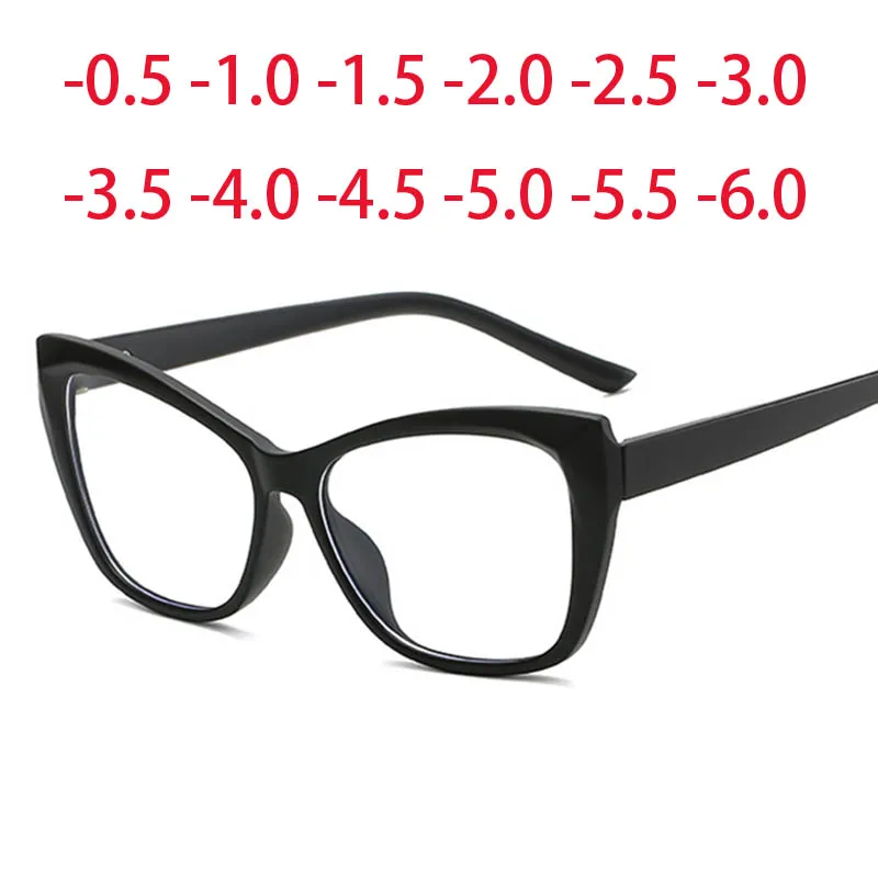 

2349 Big Cat Eyes TR90 Frame Clear Lens Prescription Glasses Myopia Nerd Spectacles Degree -0.5 -1.0 -2.0 -3.0 -4.0 to -6.0