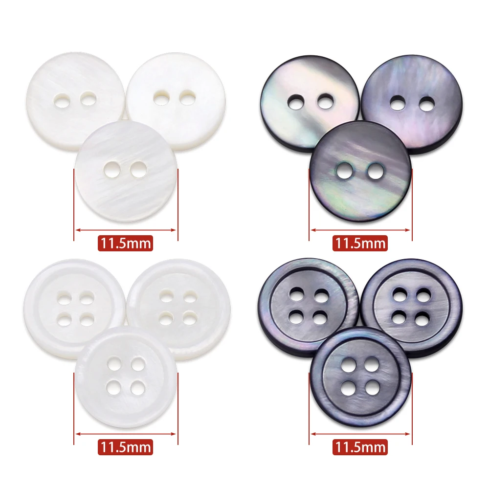 30pcs/lot 12mm White Grey Natural Shell Sewing Buttons Color Mother of Pearl MOP Round Shell Button Garment Sew Accessories DIY