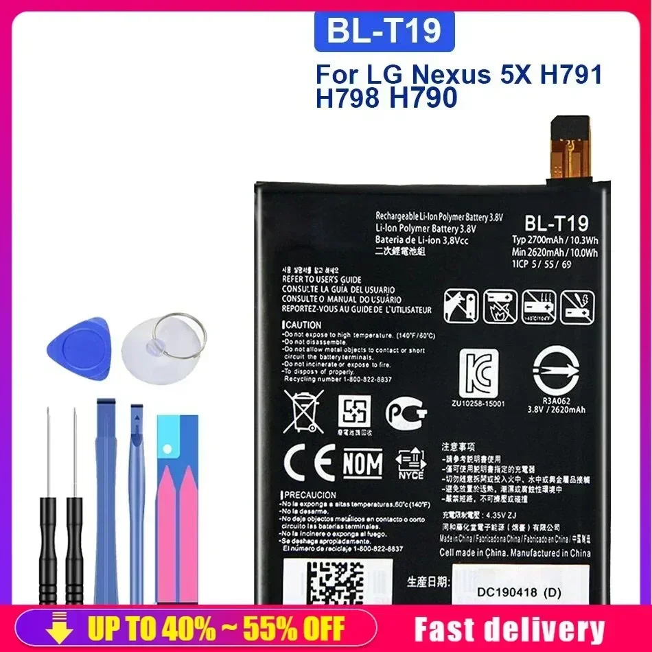 BL-T19 BLT19 2700mAh Replacement Rechargeable Mobile Phone Batteries For LG Nexus 5X H791 H798 H790 Smartphone Portable Battery