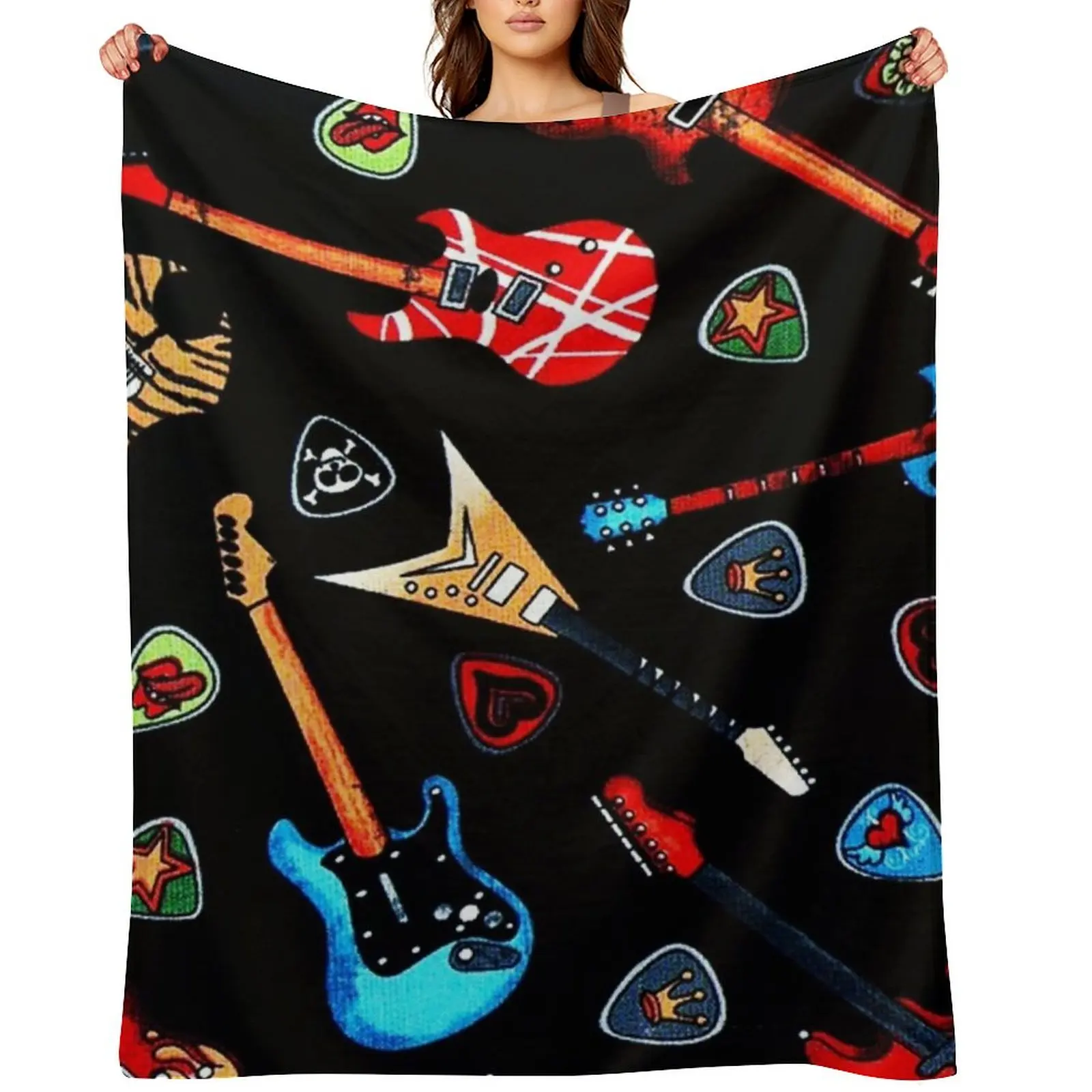 

Electric Rock Guitars Throw Blanket Large Extra Large Throw for sofa Shaggy Blankets