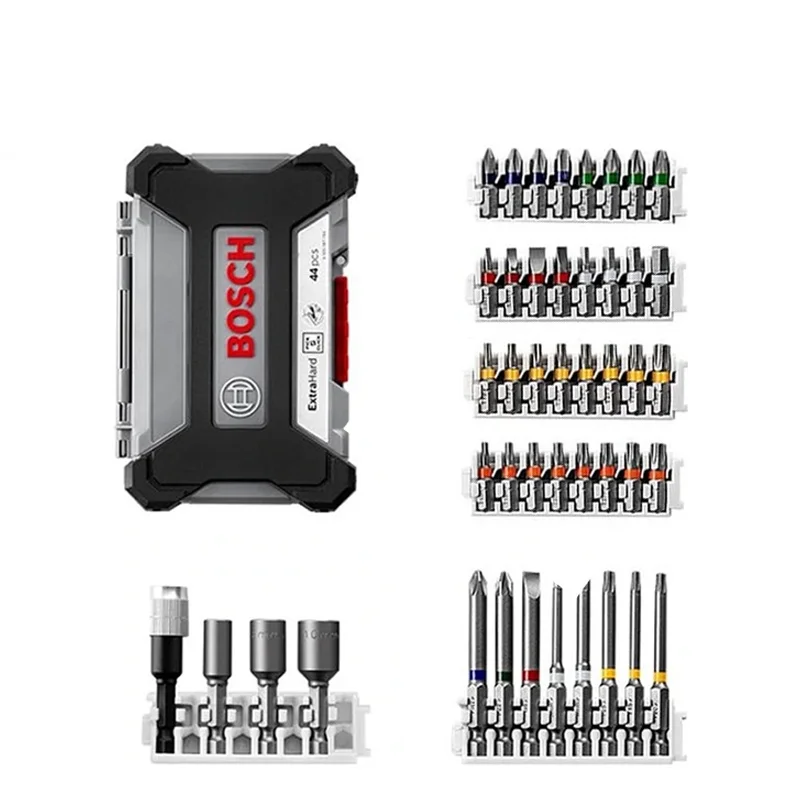 BOSCH 44 pezzi Set di punte per cacciavite misto miscelazione domestica strumento multifunzionale manicotto per Bit tuta per mescolare bit piccoli